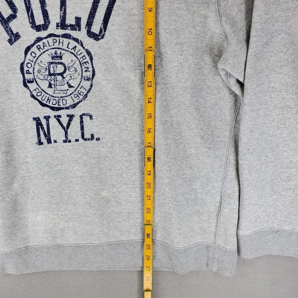 Polo Ralph Lauren Sweatshirt Men L Gray NYC Collegiate Graphic Pullover V-Stitch